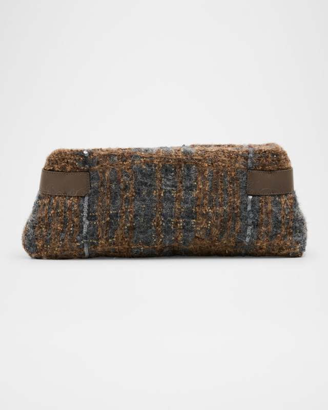 Essence Sequin-Embellished Fuzzy Clutch Bag